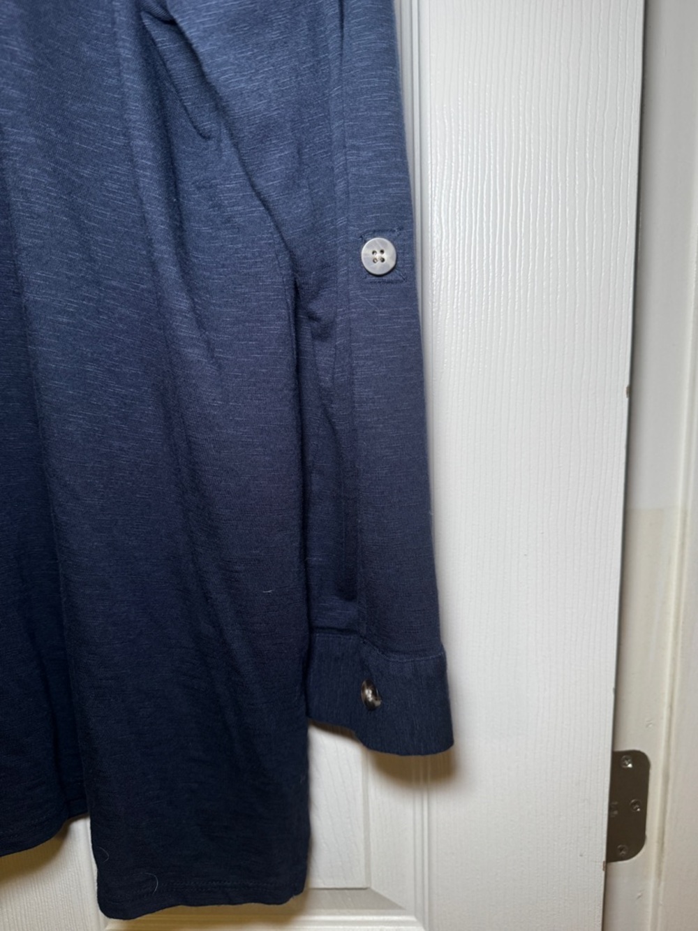 J. Jill Women’s Petite Medium Heathered Navy Button Down Top - Picture 3 of 6